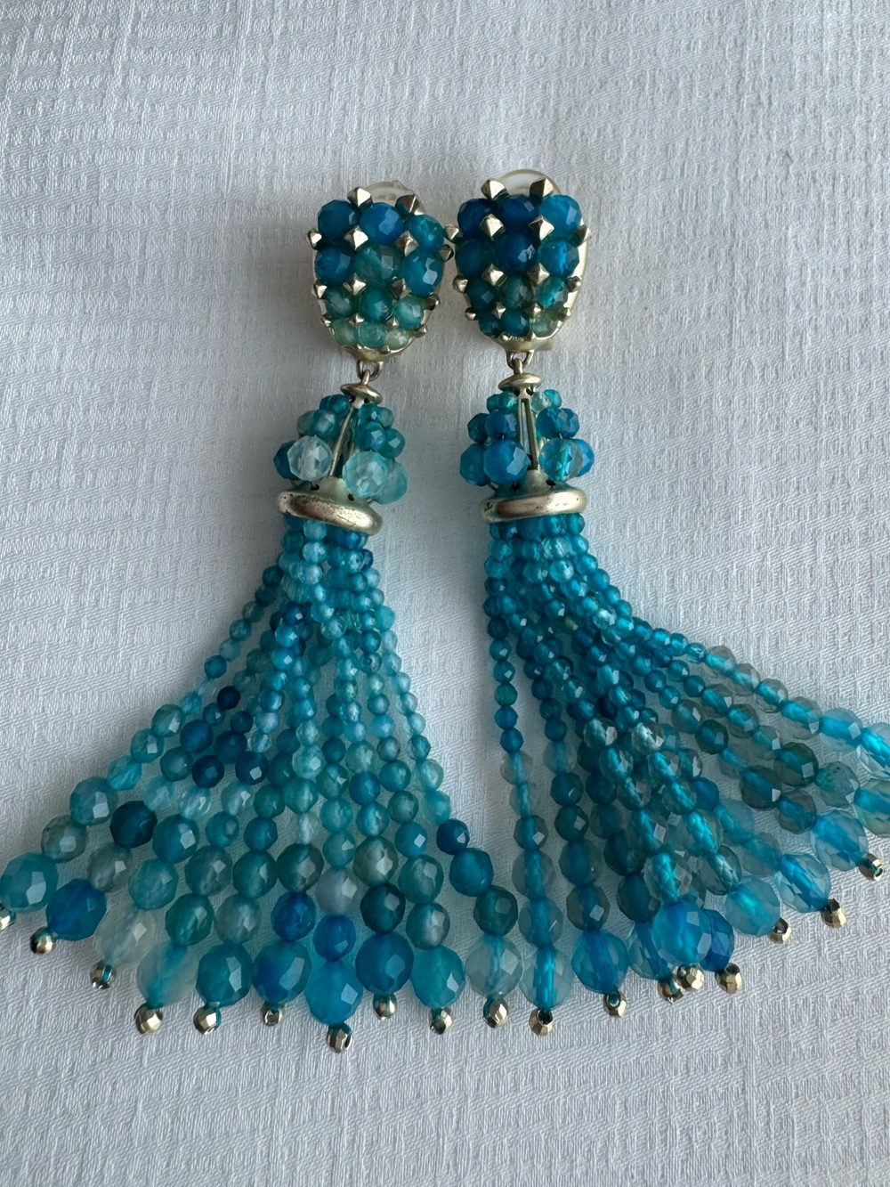 Kendra Scott Cecily Gold & Turquoise Statement Clip On Earrings